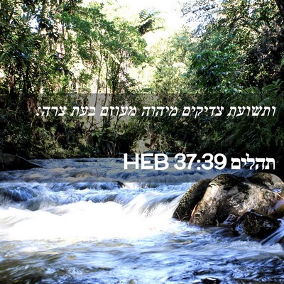 Picture 02 - תהלים 37:39 HEB - ותשועת צדיקים מיהוה מעוזם - Bible Verse Picture