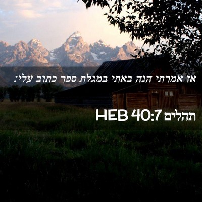 Picture 02 - תהלים 40:7 HEB - אז אמרתי הנה באתי במגלת ספר - Bible Verse Picture