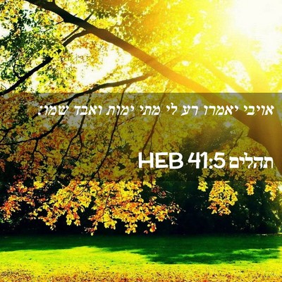 Picture 02 - תהלים 41:5 HEB - אויבי יאמרו רע לי מתי ימות - Bible Verse Picture