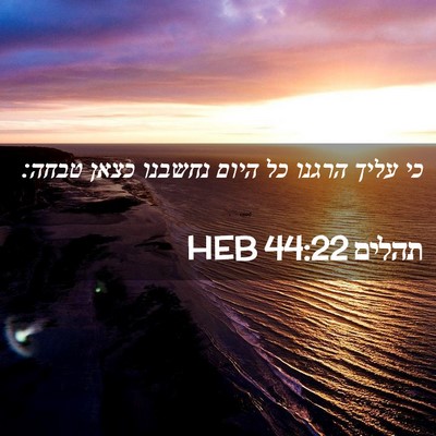 Picture 02 - תהלים 44:22 HEB - כי עליך הרגנו כל היום - Bible Verse Picture