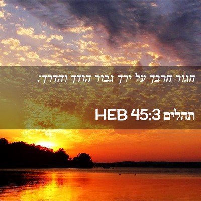 Picture 02 - תהלים 45:3 HEB - חגור חרבך על ירך גבור הודך - Bible Verse Picture