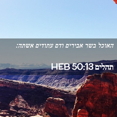 Picture 02 - תהלים 50:13 HEB - האוכל בשר אבירים ודם - Bible Verse Picture