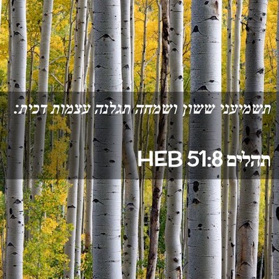 Picture 02 - תהלים 51:8 HEB - תשמיעני ששון ושמחה תגלנה - Bible Verse Picture