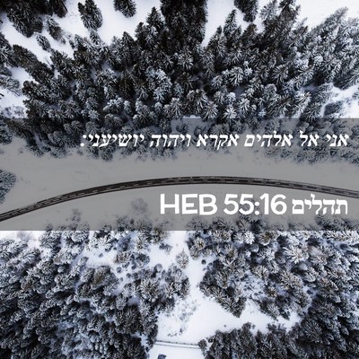 Picture 02 - תהלים 55:16 HEB - אני אל אלהים אקרא ויהוה - Bible Verse Picture