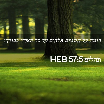 Picture 02 - תהלים 57:5 HEB - רומה על השמים אלהים על כל - Bible Verse Picture