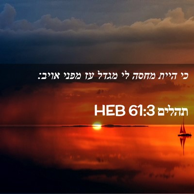Picture 02 - תהלים 61:3 HEB - כי היית מחסה לי מגדל עז - Bible Verse Picture