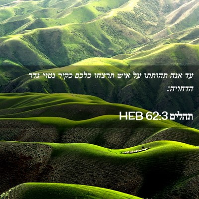 Picture 02 - תהלים 62:3 HEB - עד אנה תהותתו על איש תרצחו - Bible Verse Picture