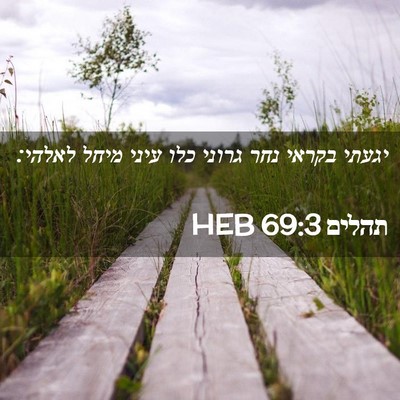 Picture 02 - תהלים 69:3 HEB - יגעתי בקראי נחר גרוני כלו - Bible Verse Picture