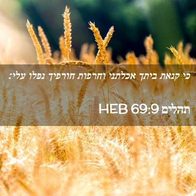 Picture 02 - תהלים 69:9 HEB - כי קנאת ביתך אכלתני וחרפות - Bible Verse Picture
