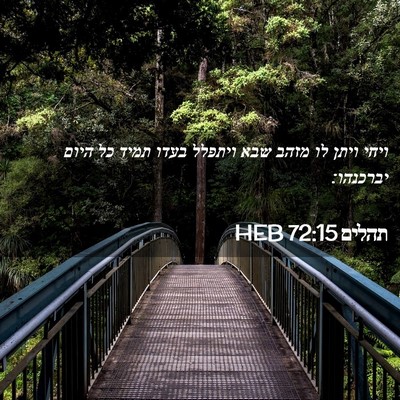 Picture 02 - תהלים 72:15 HEB - ויחי ויתן לו מזהב שבא - Bible Verse Picture