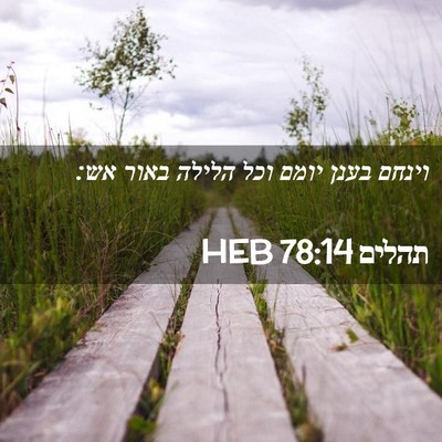 Picture 02 - תהלים 78:14 HEB - וינחם בענן יומם וכל הלילה - Bible Verse Picture