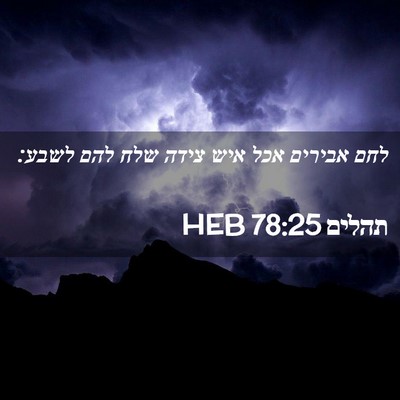 Picture 02 - תהלים 78:25 HEB - לחם אבירים אכל איש צידה שלח - Bible Verse Picture