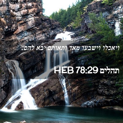 Picture 02 - תהלים 78:29 HEB - ויאכלו וישבעו מאד ותאותם - Bible Verse Picture
