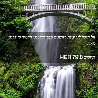 Picture 02 - תהלים 79:8 HEB - אל תזכר לנו עונת ראשנים מהר - Bible Verse Picture