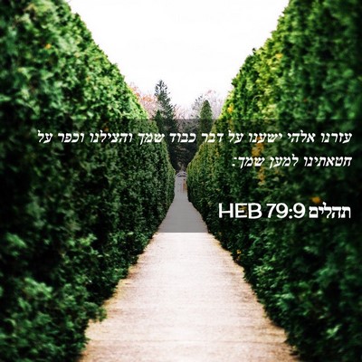 Picture 02 - תהלים 79:9 HEB - עזרנו אלהי ישענו על דבר - Bible Verse Picture