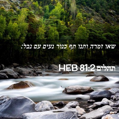 Picture 02 - תהלים 81:2 HEB - שאו זמרה ותנו תף כנור נעים - Bible Verse Picture