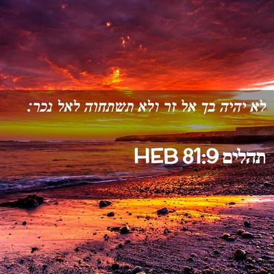 Picture 02 - תהלים 81:9 HEB - לא יהיה בך אל זר ולא תשתחוה - Bible Verse Picture