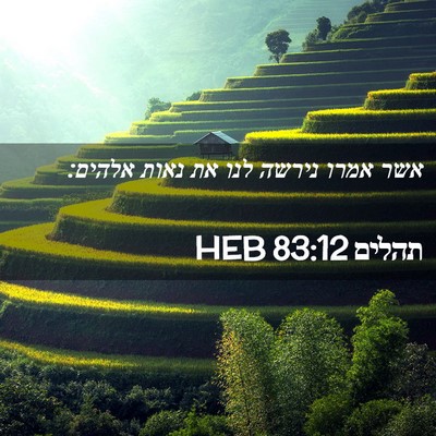 Picture 02 - תהלים 83:12 HEB - אשר אמרו נירשה לנו את נאות - Bible Verse Picture