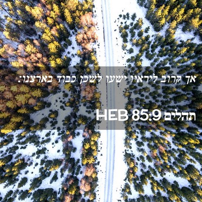 Picture 02 - תהלים 85:9 HEB - אך קרוב ליראיו ישעו לשכן - Bible Verse Picture