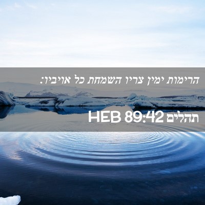 Picture 02 - תהלים 89:42 HEB - הרימות ימין צריו השמחת כל - Bible Verse Picture