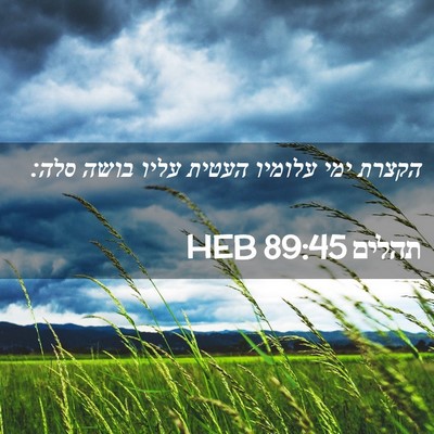 Picture 02 - תהלים 89:45 HEB - הקצרת ימי עלומיו העטית - Bible Verse Picture