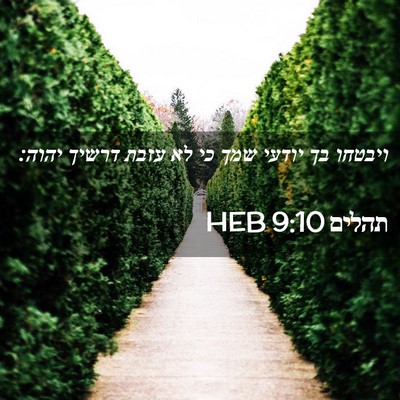 Picture 02 - תהלים 9:10 HEB - ויבטחו בך יודעי שמך כי לא - Bible Verse Picture