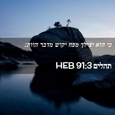 Picture 02 - תהלים 91:3 HEB - כי הוא יצילך מפח יקוש מדבר - Bible Verse Picture