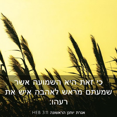 Picture 03 - אגרת יוחנן הראשונה 3:11 HEB - כי זאת היא השמועה אשר שמעתם - Bible Verse Picture