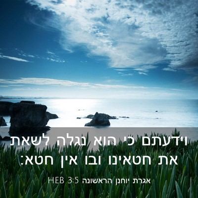 Picture 03 - אגרת יוחנן הראשונה 3:5 HEB - וידעתם כי הוא נגלה לשאת את - Bible Verse Picture