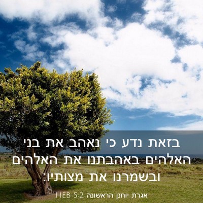 Picture 03 - אגרת יוחנן הראשונה 5:2 HEB - בזאת נדע כי נאהב את בני - Bible Verse Picture