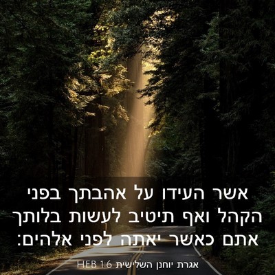 Picture 03 - אגרת יוחנן השלישית 1:6 HEB - אשר העידו על אהבתך בפני - Bible Verse Picture