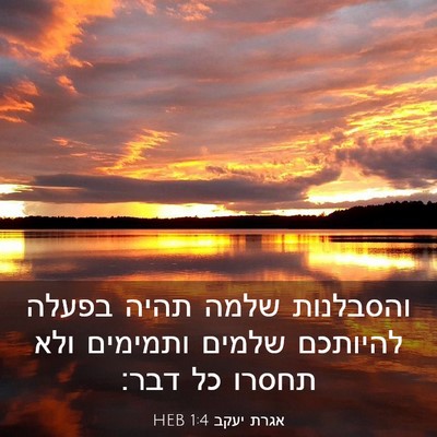 Picture 03 - אגרת יעקב 1:4 HEB - והסבלנות שלמה תהיה בפעלה - Bible Verse Picture