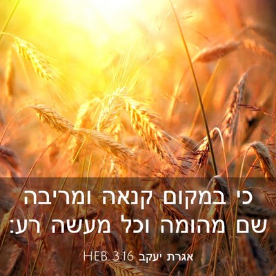 Picture 03 - אגרת יעקב 3:16 HEB - כי במקום קנאה ומריבה שם - Bible Verse Picture
