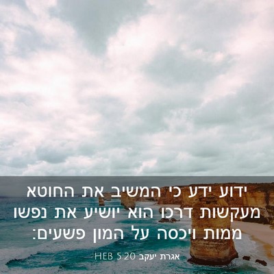 Picture 03 - אגרת יעקב 5:20 HEB - ידוע ידע כי המשיב את החוטא - Bible Verse Picture