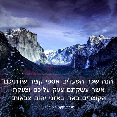 Picture 03 - אגרת יעקב 5:4 HEB - הנה שכר הפעלים אספי קציר - Bible Verse Picture