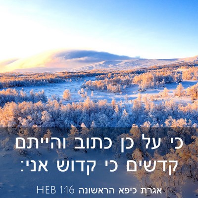 Picture 03 - אגרת כיפא הראשונה 1:16 HEB - כי על כן כתוב והייתם קדשים - Bible Verse Picture
