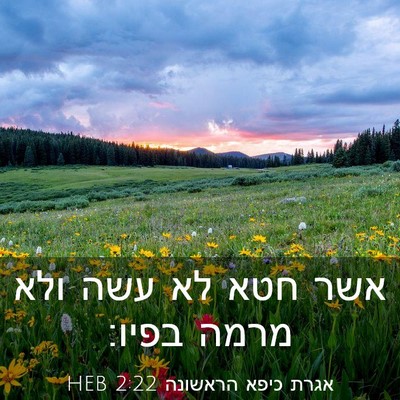 Picture 03 - אגרת כיפא הראשונה 2:22 HEB - אשר חטא לא עשה ולא מרמה - Bible Verse Picture