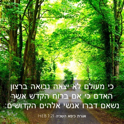 Picture 03 - אגרת כיפא השניה 1:21 HEB - כי מעולם לא יצאה נבואה - Bible Verse Picture