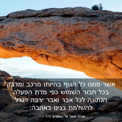 Picture 03 - אגרת שאול אל האפסים 4:16 HEB - אשר ממנו כל הגוף בהיותו - Bible Verse Picture