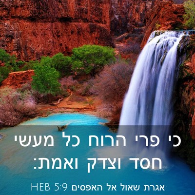 Picture 03 - אגרת שאול אל האפסים 5:9 HEB - כי פרי הרוח כל מעשי חסד - Bible Verse Picture