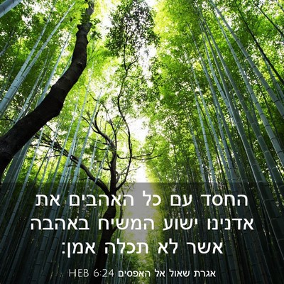 Picture 03 - אגרת שאול אל האפסים 6:24 HEB - החסד עם כל האהבים את אדנינו - Bible Verse Picture