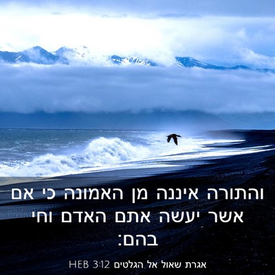 Picture 03 - אגרת שאול אל הגלטים 3:12 HEB - והתורה איננה מן האמונה כי - Bible Verse Picture
