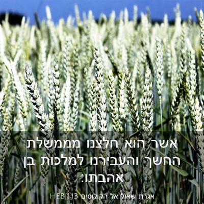 Picture 03 - אגרת שאול אל הקולוסים 1:13 HEB - אשר הוא חלצנו מממשלת החשך - Bible Verse Picture