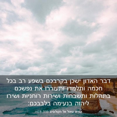 Picture 03 - אגרת שאול אל הקולוסים 3:16 HEB - דבר האדון ישכן בקרבכם בשפע - Bible Verse Picture