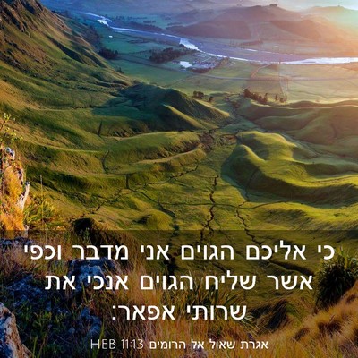 Picture 03 - אגרת שאול אל הרומים 11:13 HEB - כי אליכם הגוים אני מדבר - Bible Verse Picture