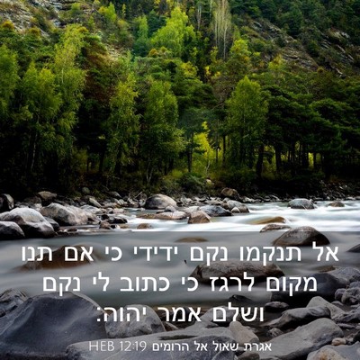 Picture 03 - אגרת שאול אל הרומים 12:19 HEB - אל תנקמו נקם ידידי כי אם - Bible Verse Picture