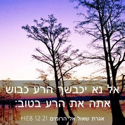 Picture 03 - אגרת שאול אל הרומים 12:21 HEB - אל נא יכבשך הרע כבוש אתה את - Bible Verse Picture