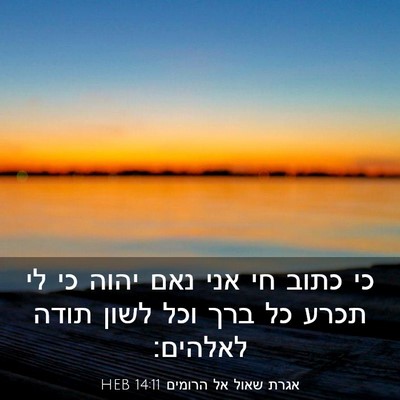 Picture 03 - אגרת שאול אל הרומים 14:11 HEB - כי כתוב חי אני נאם יהוה כי - Bible Verse Picture
