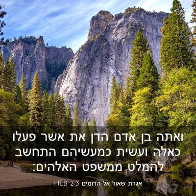 Picture 03 - אגרת שאול אל הרומים 2:3 HEB - ואתה בן אדם הדן את אשר פעלו - Bible Verse Picture