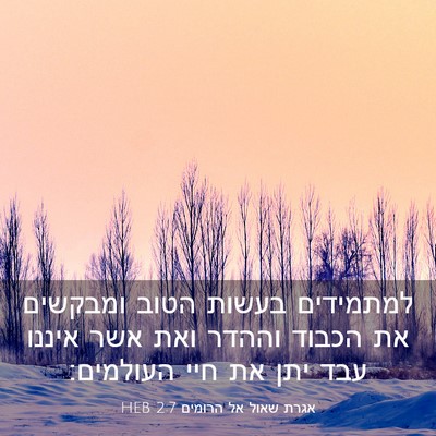 Picture 03 - אגרת שאול אל הרומים 2:7 HEB - למתמידים בעשות הטוב - Bible Verse Picture